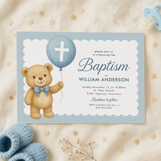 Invitation Baptême de l'ours en peluche