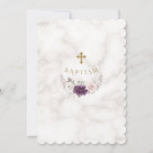 Invitation Baptême de luxe Lavender Blush Floral Cross Marbre (Dos)
