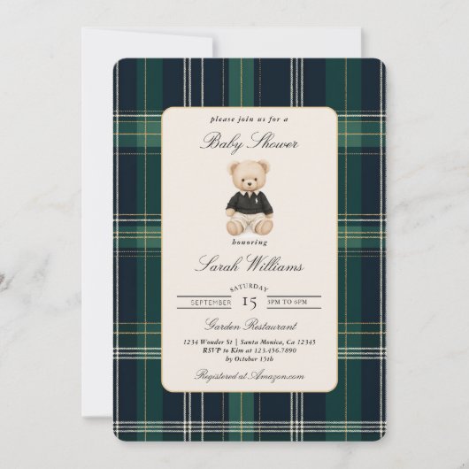 Invitation Baptême de Luxe pour Bébé Garçon (Devant)