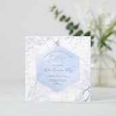 Invitation Baptême de marbre de peigne bleu de PixDezines (Debout devant)