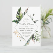 Invitation Baptême de Mariage Vert Tropical Foliage (Debout devant)