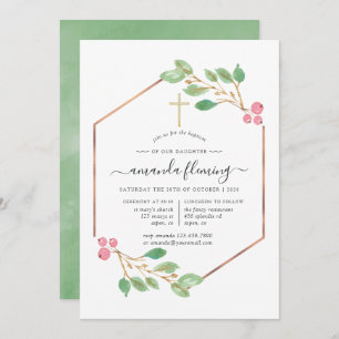 Invitation Baptême de Noël géométrique ou baptême