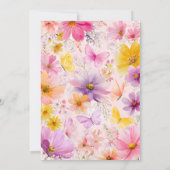 Invitation Baptême de papillon floral Christening Girl Bright (Dos)