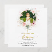 Invitation Baptême de papillon rose (Devant / Derrière)