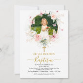 Invitation Baptême de papillon rose (Devant)