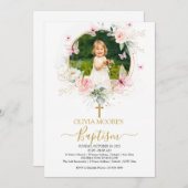 Invitation Baptême de papillon rose (Devant / Derrière)