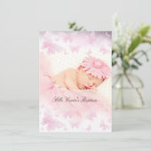 Invitation Baptême de papillon rose blanc étincelant (Debout devant)