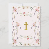 Invitation Baptême de papillon rose blanc Fleur sauvage (Dos)