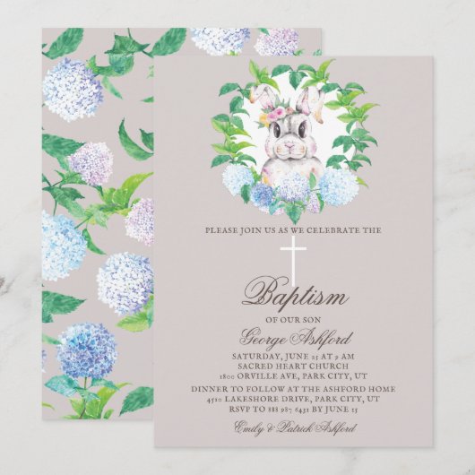 Invitation Baptême de Pâques neutre pour le genre (Devant / Derrière)