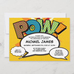 Invitation Baptême de Photo Moderne Livre de Bande Dessinée A