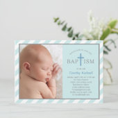 Invitation Baptême de photos de dunes douces - Bleu (Debout devant)