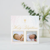 Invitation Baptême de photos de jumeaux pour garço (Debout devant)