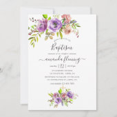 Invitation Baptême de printemps à l'aquarelle florale (Devant)