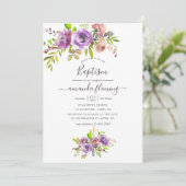 Invitation Baptême de printemps à l'aquarelle florale (Debout devant)
