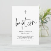 Invitation Baptême de script minimal simple (Debout devant)