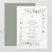 Invitation Baptême de verdure aquarelle (Devant / Derrière)