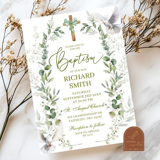 Invitation Baptême de verdure coquette