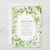 Invitation Baptême de verdure cristal géométrique (Devant)