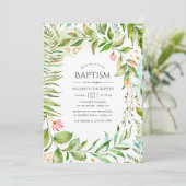 Invitation Baptême de verdure cristal géométrique (Debout devant)