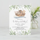 Invitation Baptême de verdure de l'arche de Noé & 1er anniver (Debout devant)