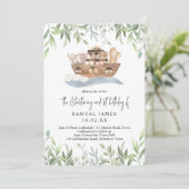 Invitation Baptême de verdure de l'arche de Noé & 1er anniver (Debout devant)