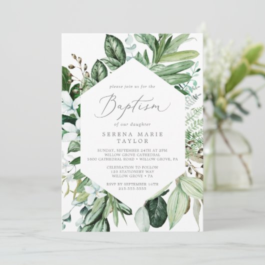 Invitation Baptême de verdure des bois (Debout devant)