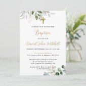 Invitation Baptême de verdure Modèle d'invitation, Vert & Or (Debout devant)