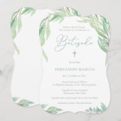 Invitation Baptême de verdure pour garçon en portugais (Devant / Derrière)