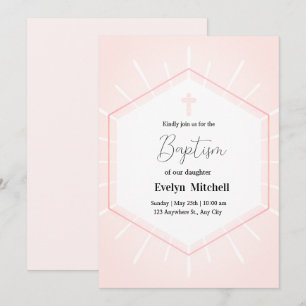 Invitation Baptême délicat rose et blanc