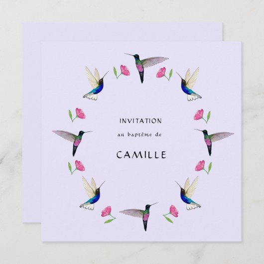Invitation Baptême des colibris (Devant / Derrière)