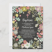 Invitation Baptême des filles florales du tableau (Devant)