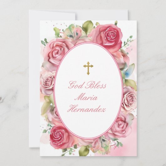 Invitation Baptême des filles roses (Dos)