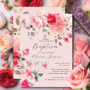 Invitation Baptême des fleurs blanches