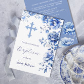 Invitation Baptême des fleurs bleues