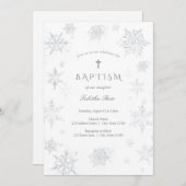 Invitation Baptême des flocons d'argent (Devant / Derrière)