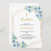 Invitation Baptême des garçons bleus (Devant / Derrière)