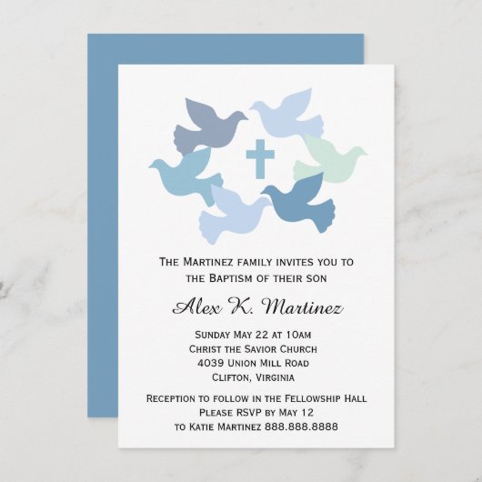 Invitation Baptême des garçons Dédication de bébé première sa (Devant / Derrière)