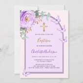 Invitation Baptême des papillons rose rose rose violet (Devant)