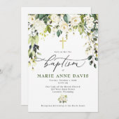 Invitation Baptême des Roses Blanches (Devant / Derrière)