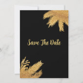 Invitation Baptême D'Herbe Pampas Or Et Noir (Dos)