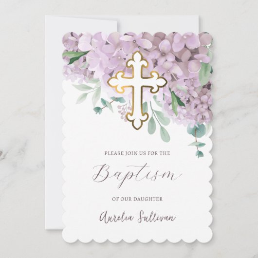 Invitation Baptême d'Hydrangée (Devant)