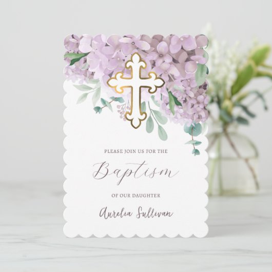 Invitation Baptême d'Hydrangée (Debout devant)