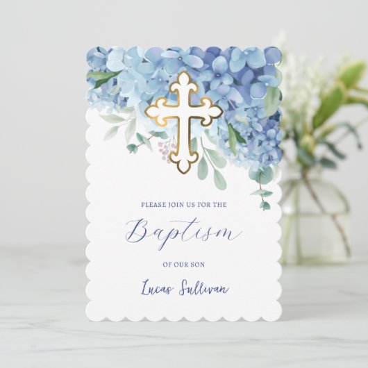 Invitation Baptême d'Hydrangée (Debout devant)