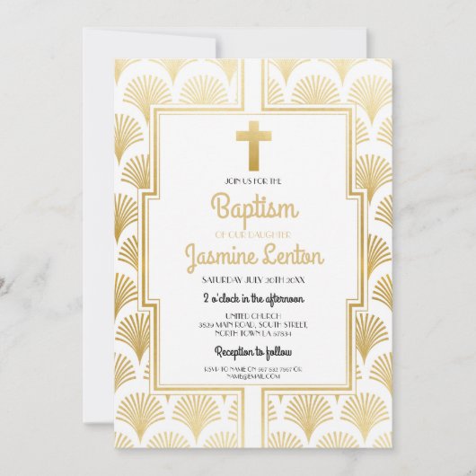 Invitation Baptême d'or Croisière des années 20 Art Déco (Devant)