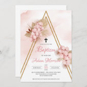Invitation Baptême d'or des Feuilles à la palme séchée par l' (Devant / Derrière)
