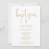 Invitation Baptême d'or élégant moderne (Devant)