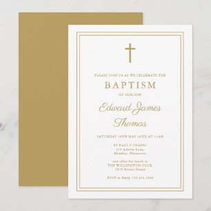Invitation Baptême d'or élégant moderne