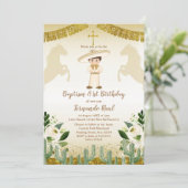 Invitation Baptême d'or premier anniversaire Floral mexicain (Debout devant)