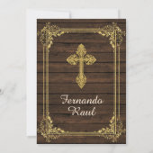 Invitation Baptême d'or Premier anniversaire Mexicain Rustiqu (Dos)