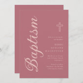 Invitation Baptême d'or Rose simple et élégant (Devant / Derrière)